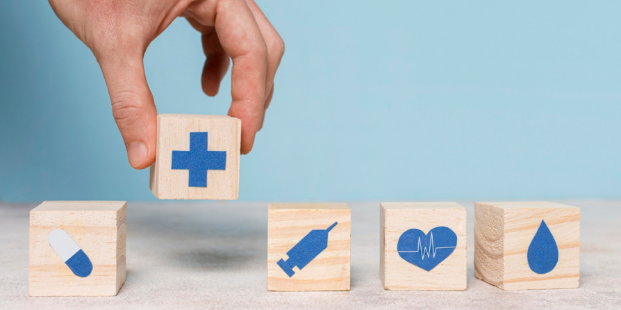 Des icones santé sur des cubes